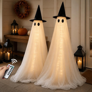 2 Pack 5 Ft Large Light Up Ghost Decor - Halloween Decorations Outdoor
Double-layered fabric, water bags and stakes, 8 light modes with timer, battery or USB power for porch and lawn Outdoor
