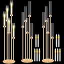 Tandefio 2 Sets Acrylic Candelabra Centerpieces 42.5" Tall Clear Candle Holders Pillar Taper Candlestick with Lampshades 5 Arm Floor Candelabra Stand for Wedding Christmas Ceremony Dinner Party