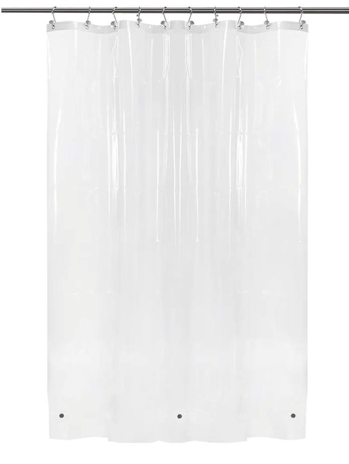 BAROSSA Design 54 inch Wide Stall Shower Curtain Liner with 3 Magnets - PEVA, Waterproof, PVC Free, Metal Grommets, Clear, 54x72