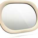 Renzo Baby Car Mirror - Rear Facing Car Seat Mirror for Infants - Extra Large, Shatter-Resistant, 360 Adjustable, Tool-Free Installation - Fits Most Cars, SUVs & Trucks (Almond Cream)