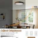 Modern LED Ceiling Light, Brown Walnut Wood Minimalist Flush Mount Ceiling Light Fixture, Dimmable Circle Lighting Lamp with Acrylic Lampshade for Bedroom Hallway Laundry 15.8"