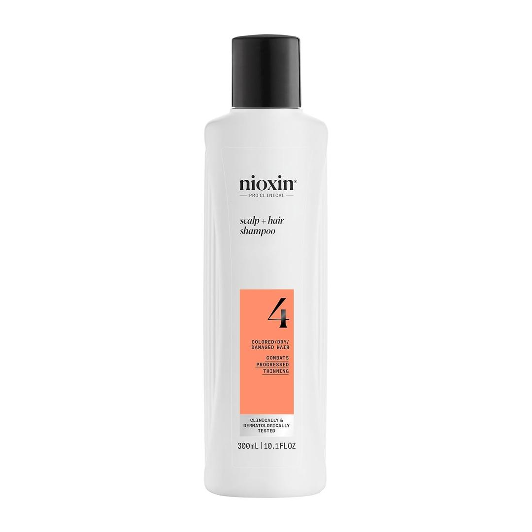 Nioxin System 4 Scalp + Hair Thickening Shampoo for Colored, Dry, & Damaged Hair with Progressed Thinning | Maintain Vibrant Color | Cleanse, Nourish & Boost Hair Density with Niacinamide & Biotin (10.1 Fl Oz (Pack of 1))