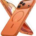Miracase Magnetic for iPhone 17 Pro Case 6.3" with Screen Protector, [Compatible with MagSafe] Military-Grade Protection, Anti-Fingerprint, Slim Thin Phone Case for 17 Pro Cover, Orange