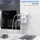 JcBlaon Outlet Extender Surge Protector - 6 Outlet Splitter with 4 USB Ports (2 USB C), Multiple Plug Expander Wall Charger, 3 Sided Multi Plug Wall Adapter Power Strip for Home Office Kitchen Travel (White)