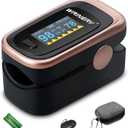 Oxygen Saturation Monitor, Wrinery Premium Pulse Oximeter Fingertip, Oxygen Monitor, O2 Saturation Monitor, (Rose gold-Royal black)