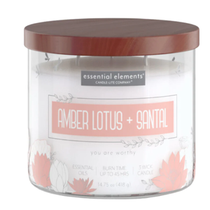 AMBER LOTUS & SANTAL 3-WICK 14.75OZ JAR CANDLE