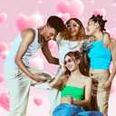 Pink Heart 2000s Backdrop 7x5FT  Y2K Party Decorations with 19.69ft Ribbon, Double-Stitched Early 2000s Pink Heart Banner with 4 Brass Grommets for Birthday Wedding Photoshoot