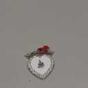 Mulumu Christmas Tree Ornament Picture Frame Metal Hanging Pendant Holiday 2.5" Photo Frame Charm Decorative of Pets, Baby First Christmas, Family (Heart White)