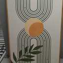FWIEXA Vintage Boho Nature Framed Canvas Wall Art Set of 3, Minimalist Geometric Sun Moon Line Wall Prints, Abstract Green Leaf Painting, 24x36In Modern Beige Navy Blue Artwork for Living Room,Bedroom