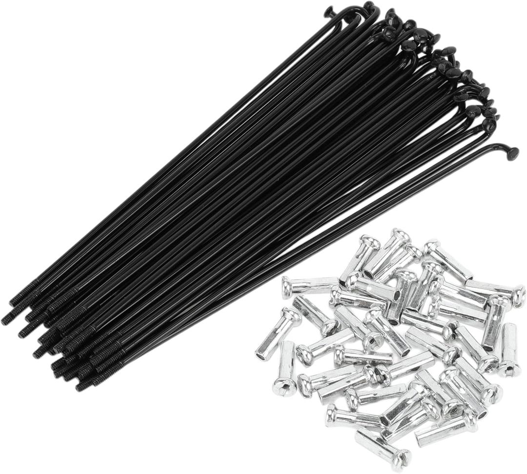 Motoforti Universal Bicycle Spokes Bike Wheel Spokes 14G Carbon Steel Black 1 Set