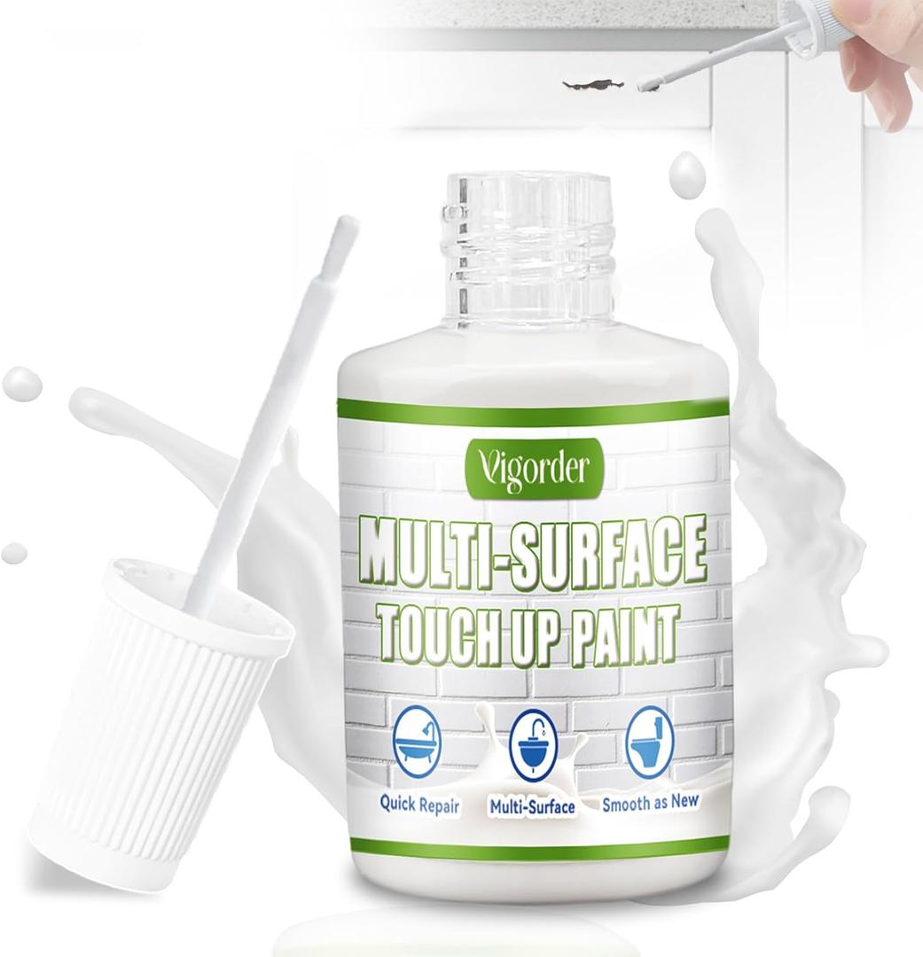 White Touch Up Paint Pen, White Paint for Wall, Door, Cabinets, Furniture, Enamel (Semi-Gloss, 30ML)