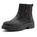 Clitenk Slip On Work Boots for Men Waterproof, 6" Oiled Full Grain Leather Steel Toe Boots, Non-Slip, Puncture-Proof, Breathable, Comfortable Outdoor Lightweight Mens Work Boots 9