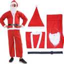Santa costume for Men,Comfortable Santa Claus Costume with Hats,Beard,Tops, Pants, Belts