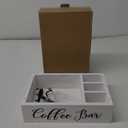 Coffee Station Organizer Wooden Coffee Bar Holder Accessories for Countertop, Farmhouse Kcup Pod Storage Basket with Handle - White