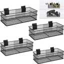 BSTKEY Slatwall Basket Set of 4, Metal Ventilated Hanging Wire Baskets, Retail Display for Slatwall Panel Garage Storage and Organization (4 Size, Black)