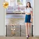 Malier Dog Gate with Door, 34-55" Extra Wide Full Metal Pet Gate Short Dog Gate for Stairs, Pressure Mount 20'' Tall Small Puppy Gate, Easy Step Over Low Gate for Doorways