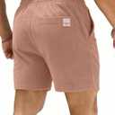 JEMLDL Men's Corduroy Shorts 5 Inch Inseam Drawstring Elastic Waist Lightweight Casual Summer Beach Shorts with Pocket (Pink, XL)