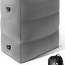 JefDiee Inflatable Foot Rest Pillow, Kids Airplane Bed, Adjustable 3 Layers Height Leg Rest Pillow, Airplane Travel Essentials Great for Office, Home, Trains, Cars (Khaki)