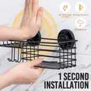 LEVERLOC Shower Caddy Suction Cup, 2 Pack suction shower shelf with Hooks & Soap holder, NO-Drilling Bathroom Holder, Rustproof bathroom organizer, Black