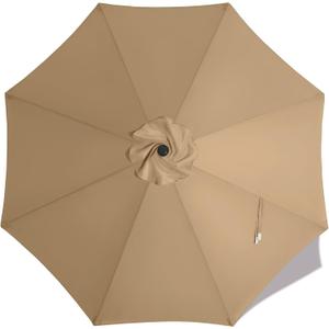 MASTERCANOPY Patio Umbrella 9 ft Replacement Canopy for 8 Ribs-Khaki Canopy Only