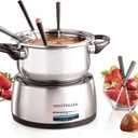 Nostalgia 6-Cup Electric Fondue Pot Set for Cheese & Chocolate - 6 Color-Coded Forks, Temperature Control - Stainless Steel Kitchen Gadgets and Appliances for Hors d'Oeuvres and More - Stainless Steel