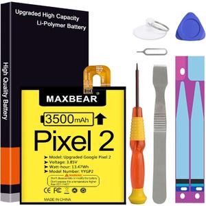 MAXBEAR Google Pixel 2 Battery, (Upgraded) 3500mAh 3.85V Li-Polymer Battery BG2W Replacement for HTC Google Pixel 2 (5.0'') G011A-B with Repair Tool Kit