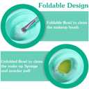 2PCS Brush Cleaning Mat, Foldable Makeup Brush Cleaning Pad, Silicone Makeup Brushes Cleaner Bowl, Portable Make Up Brushes Cleaner Pad, for Powder Puffs, and Sponges