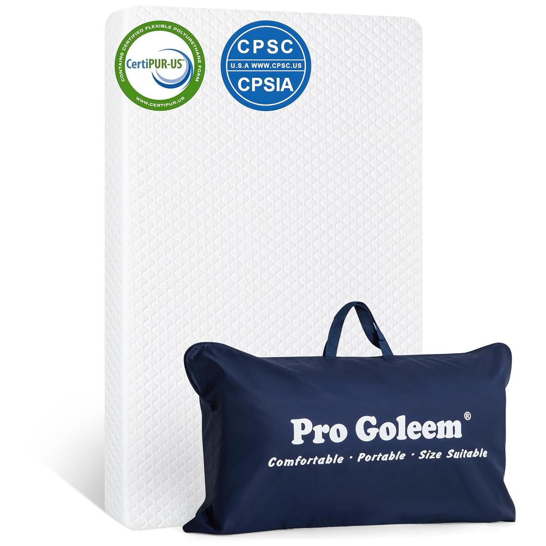 Pro Goleem Pack and Play Mattress (38"x26"), Waterproof Pack n Play Mattress Pad with Carry Bag, Soft Playard Mattress for Babies and Toddlers