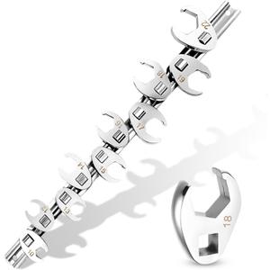 3/8" Drive Metric Crow foot Wrench Set 10-Piece 10-22mm, CR-V Steel Flare Nut Design, for Automotive & Plumbing Tight Spaces Access with Clip-On Organizer