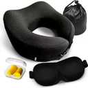 Neck Pillow Airplane,Travel Pillow Memory Foam,Neck Support Pillow,Adjustable Memory Foam,Neck Pillow with Breathable Cover for Comfort,Includes 3D Sleep mask,earplugs Box,Car,Office,Home