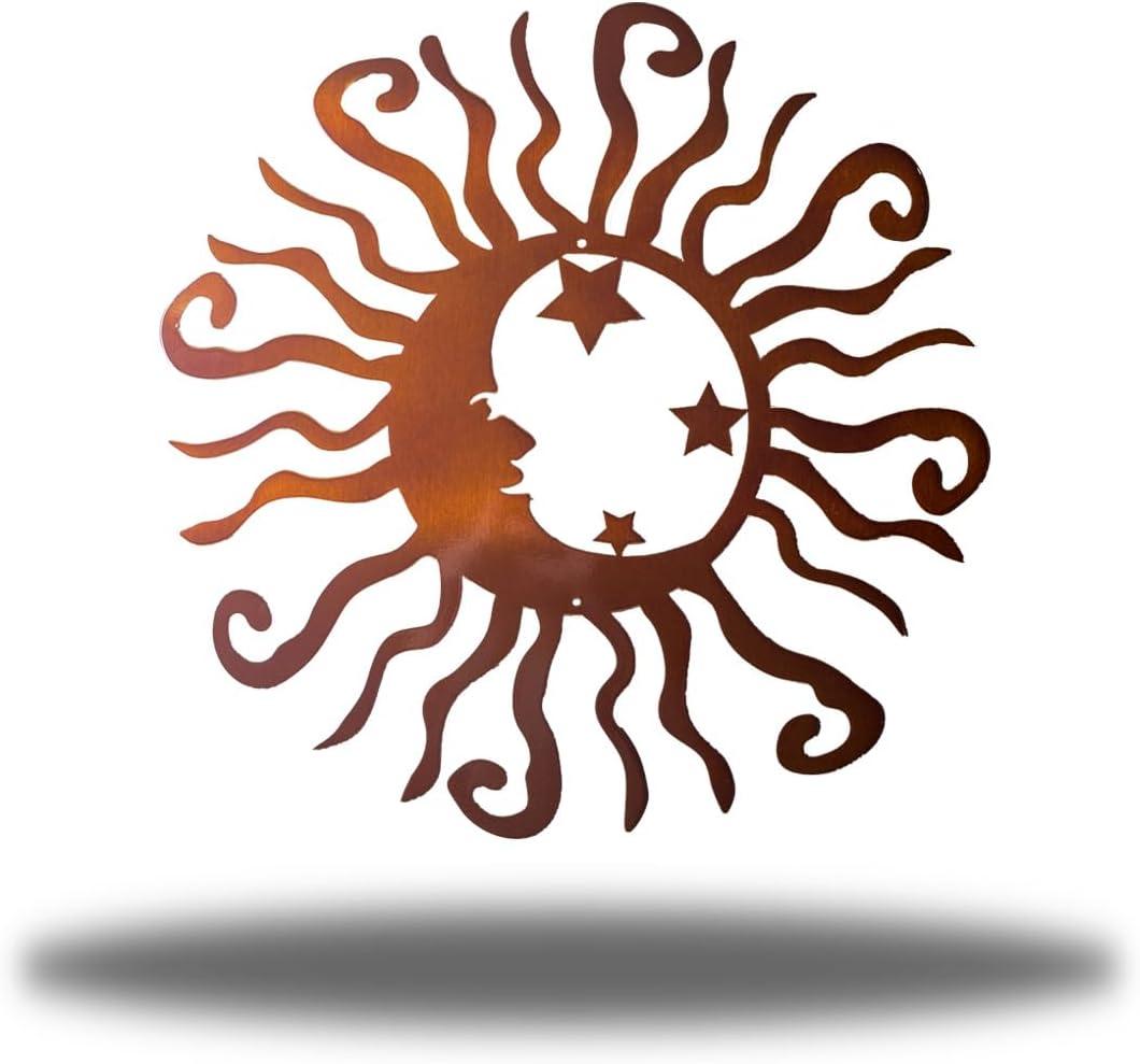 Riverside Designs Wacky Solar Moon Metal Wall Art Steel Outdoor Decor | Heavy-Duty and Waterproof | Made in USA (Copper, 18L x 18W)