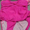 B2prity Tankini Swimsuits for Women Tummy Control Two Piece Bathing Suit High Waisted Wrap Swim Suit with Bottom Swimwear (XX-Large, Hot Pink, Light Pink)