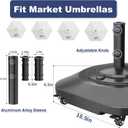 Patio Umbrella Base Heavy Duty with Wheels, Max 100lb Fillable Umbrella Stand Mobile Square Market Stand, Windproof Outdoor Umbrella Holder for Deck, Poolside, Lawn, Fits Muti Sized Umbrellas
