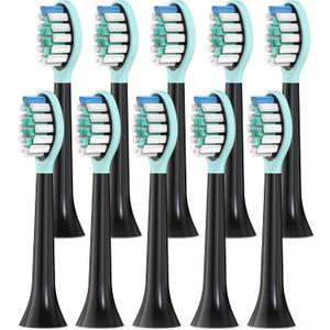 Replacement Toothbrush Heads for Philips Sonicare Electric Toothbrush, 2-in-1 Tongue Cleaner, 10 Pack, Mint Green,Suitable for Philips Sonicare Heads, C2, C1, C3, W1, W2, W3, G1, G2, G3