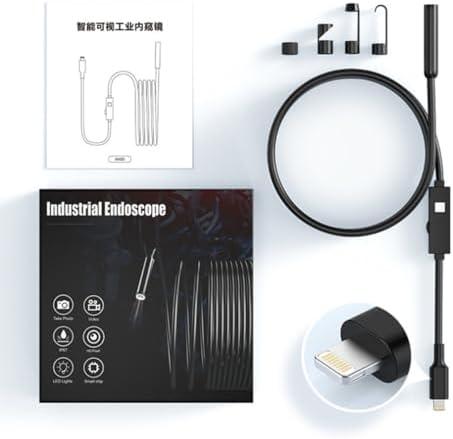 Plug & View Inspection Cam with 5M Bendable Cable and Swappable Tool Tips,2.0MP HD Camera, Capturing Exactly,IP67 Waterproof, for iPhone/Android