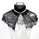 MYAYD Women's Black Lace Faux Renaissance Gothic Steampunk Medieval Victorian Ruffled Collar Accessories small cape (Black, M)