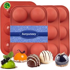2 x 4-Pack Silicone Hot Chocolate Bomb Molds  Hemispherical Baking Trays for Ice Cream, Soap & Candy | BPA-Free, Non-Stick & Dishwasher Safe (-40C to 230C)