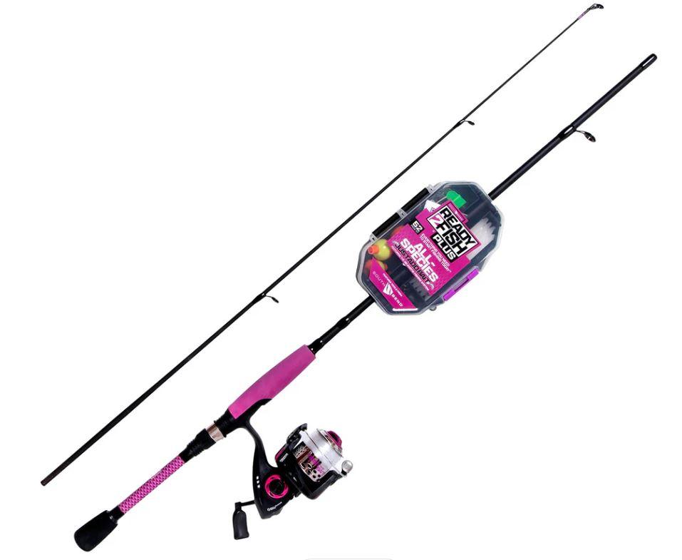 Ready2Fish Just Add Bait All-Species Spinning Combo with Kit, Pink