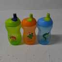 Tommee Tippee Sportee Water Bottle, for 12m+, 10oz, Pack of 3 Non-Spill Sippy Cups for Toddlers, Orange, Green and Blue, with Bite-Resistant Spout, Easy-Hold and BPA Free (Small)