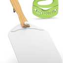 Aluminum Metal Pizza Peel, Pizza Peel 12 inch with Foldable Wood Handle, Pizza Spatula, Pizza Spatula for Oven, with Pizza Cutter, Pizza oven accessories (12'' x 14'')