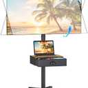 Mobile TV Stand with Drawer for 23-60 Inch Flat/Curved Screen,Tilt Rolling TV Cart on Wheels with Adjustable Height Portable TV Floor Stand Holds up to 50 lbs for Indoor Outdoor Max VESA 400x400mm