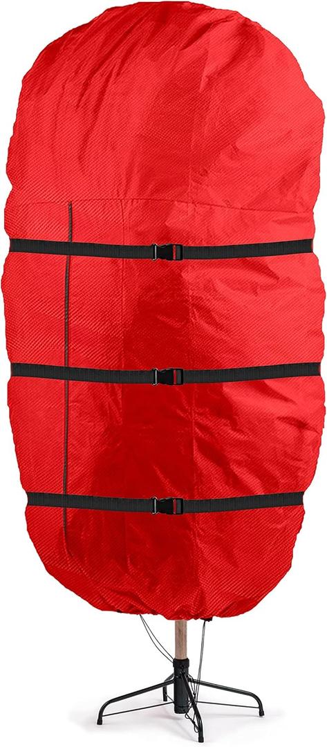 ZOBER Upright Christmas Tree Storage Bag With Drawstring Hem - Oxford Waterproof Fabric Christmas Tree Bag For Storage Box For Xmas - Strong, Durable Straps & Handles (Red W/Straps, 9 Feet)