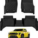 Floor Mats for Toyota Tacoma Double Cab (Automatic Transmission) 2024 2025 All Weather Tacoma Floor Mats for Toyota Tacoma Accessories 2024 2025 TPE 1st & 2nd Row Floor Liners Black