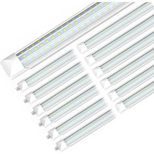 SHOPLED LED Shop Light 8FT, 90W 11700LM 6000K Cool White, Linkable T8 LED Tube Light Fixtures, D-Shape, 8 Foot LED Shop Lights for Garage, 12 Pack