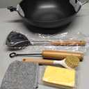 Tatiyana Wok Pan 13 Inch Carbon Steel Woks & Stir-fry Pans Nonstick,Pre-seasoned Chinese Wok Including Silicone Spatula and Cleaning Tools Compatible with All Cooktops