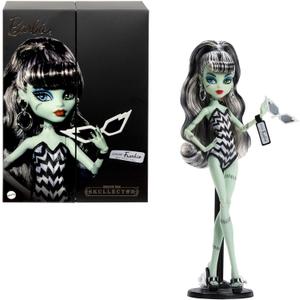 Monster High x Barbie Frankie Stein Doll with Original Barbie-Inspired Swimsuit and Solo in The Spotlight Black Evening Dress and Accessories