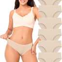 BAMBOO COOL Women's No Show Bikini Seamless Underwear for Women Low Waisted Non-marking Stretch Panties Full Coverage, 6 Pack (Large)
