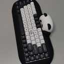 YUNZII C68 Panda Wireless Mechanical Gaming Keyboard, 68 Keys Cute Layout with PBT Keycaps,RGB Backlit, Hot Swappable,Creamy Switches,BT5.0/2.4G/Wired for Win/Mac(Black,Panda Switch)