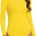 American Trends Bodysuit for Women Body Suit Long Sleeve Bodysuit Tops Turtleneck Leotards Shapewear (Medium US:8-10, Lemon Yellow)