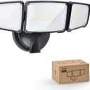 Philips 72W 7400LM LED Flood Lights Outdoor, Switch Controlled Aluminum Security Lights, 3 Adjustable Heads, Wall Mount, 5000K Daylight, Waterproof for Yard, Garage (black-on/off)